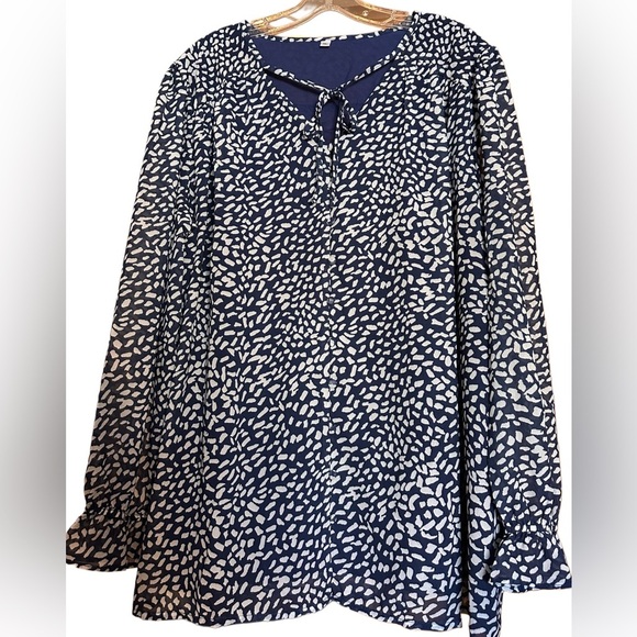 NEW WOMEN’S BOHO LONG SLEEVE FLORAL PRINT CHIFFON BLOUSE V NECK BUTTON FRONT XL - Picture 4 of 8